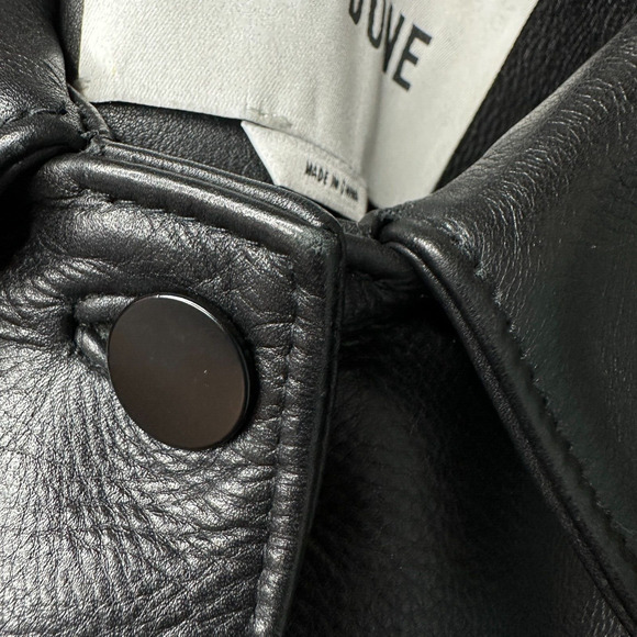 Re/Done Black Leather Fringe Jacket Drop Shoulder Women's Small NWOT - Picture 15 of 16